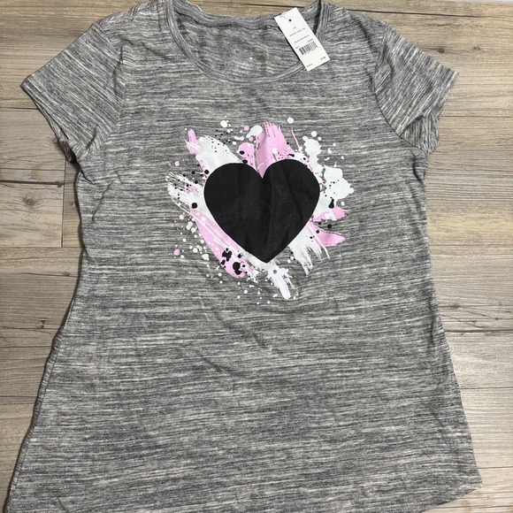 Justice Other - 5/$20! Justice Girls Gray‎ Heart Tee Shirt Black Pink White